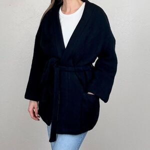 1960s Valentino Rare Vintage Kimono / Smoking Style Wrap Jacket Black S / M